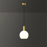 Milky Glass Pendant Light with Brass Hardware – Globe, Capsule or Oval