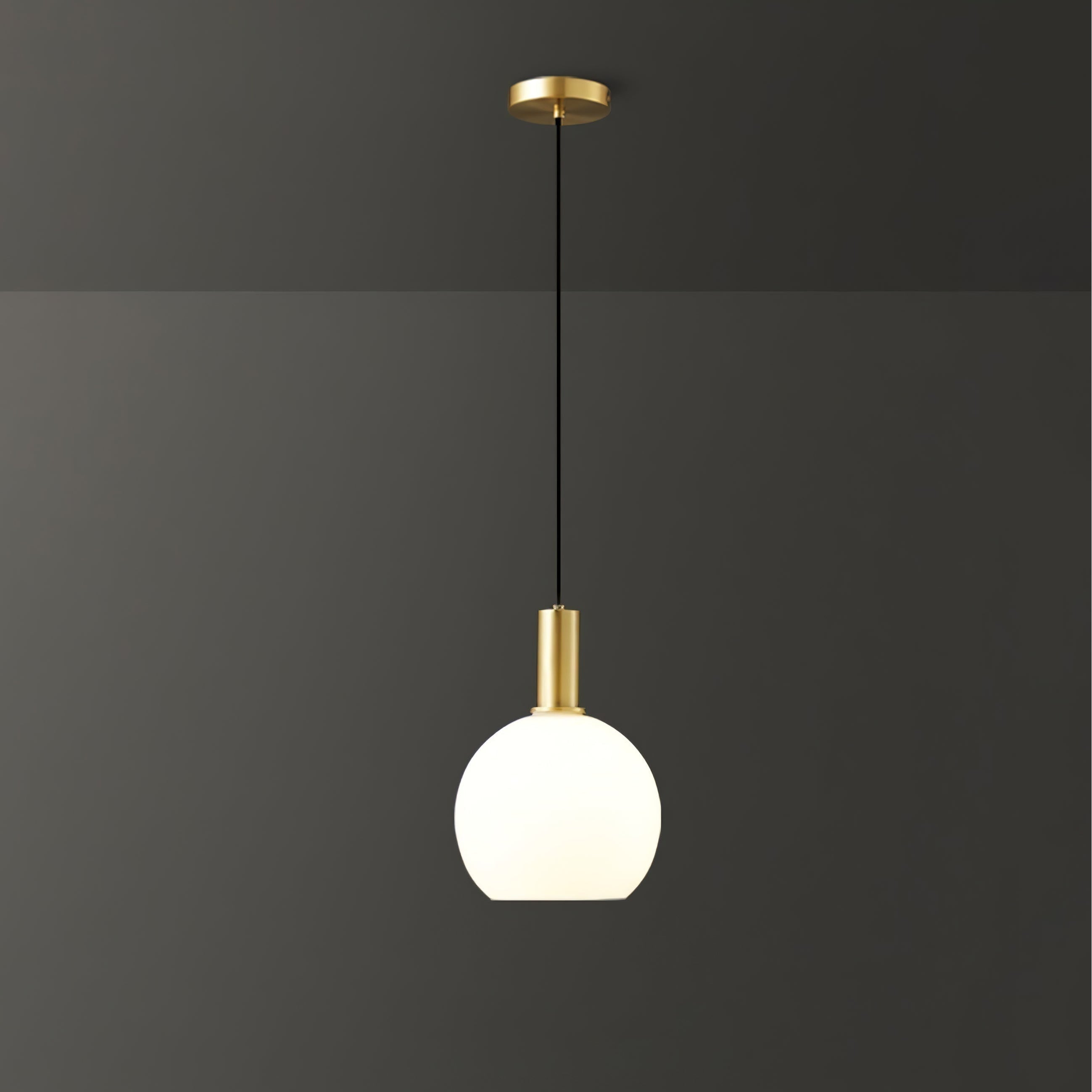 Milky Glass Pendant Light with Brass Hardware – Globe, Capsule or Oval