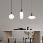 Milky Glass Pendant Light with Brass Hardware – Globe, Capsule or Oval
