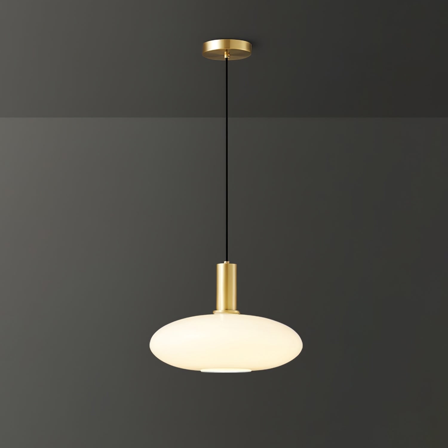 Milky Glass Pendant Light with Brass Hardware – Globe, Capsule or Oval