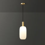 Milky Glass Pendant Light with Brass Hardware – Globe, Capsule or Oval