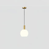 Milky Glass Pendant Light with Brass Hardware – Globe, Capsule or Oval