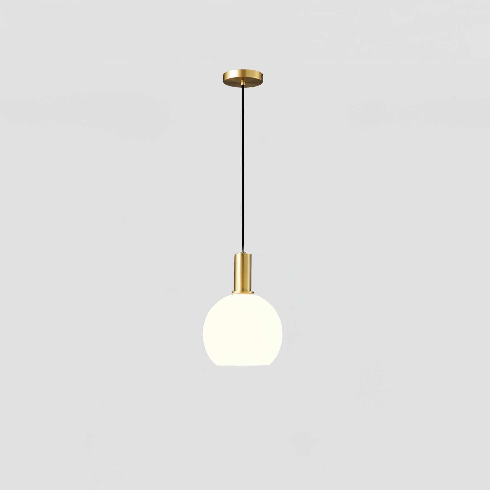 Milky Glass Pendant Light with Brass Hardware – Globe, Capsule or Oval