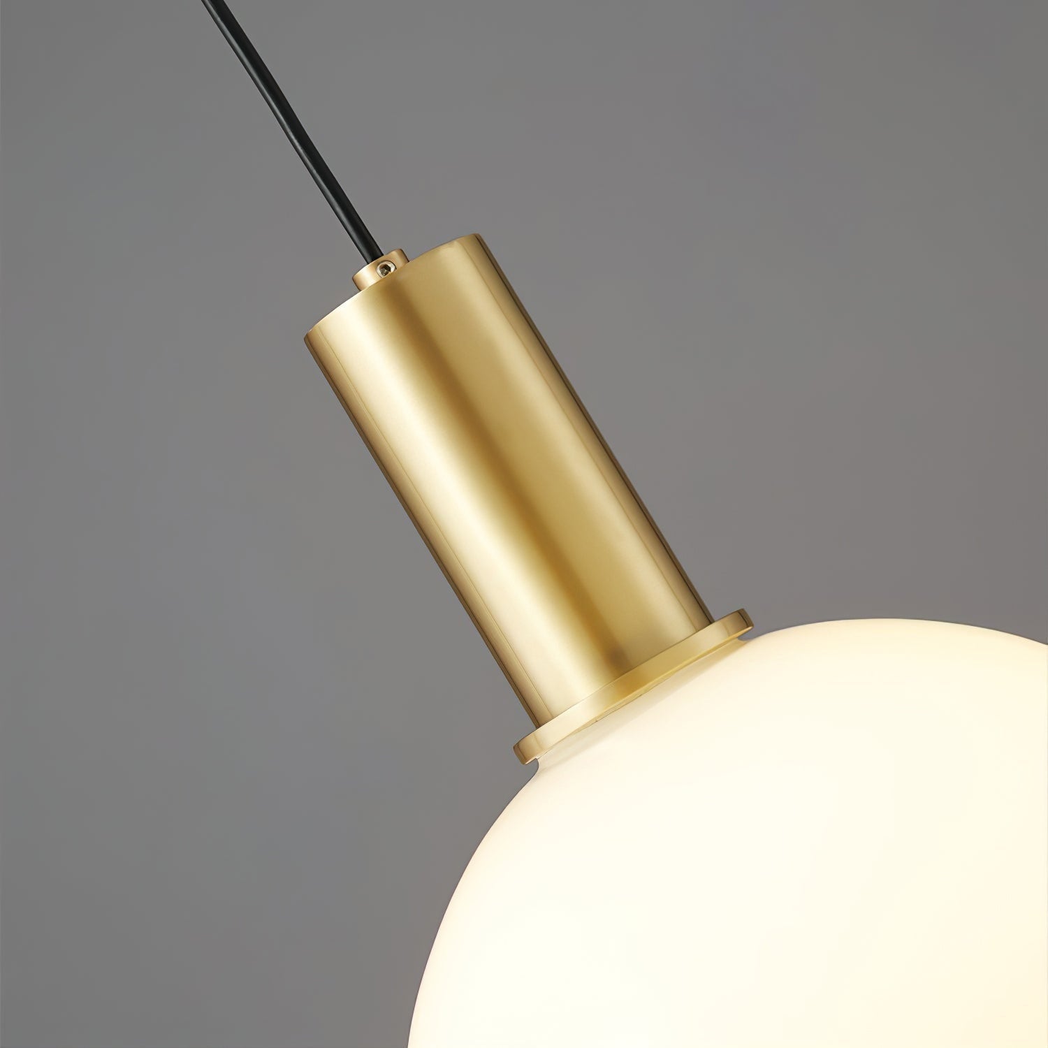 Milky Glass Pendant Light with Brass Hardware – Globe, Capsule or Oval