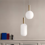 Milky Glass Pendant Light with Brass Hardware – Globe, Capsule or Oval
