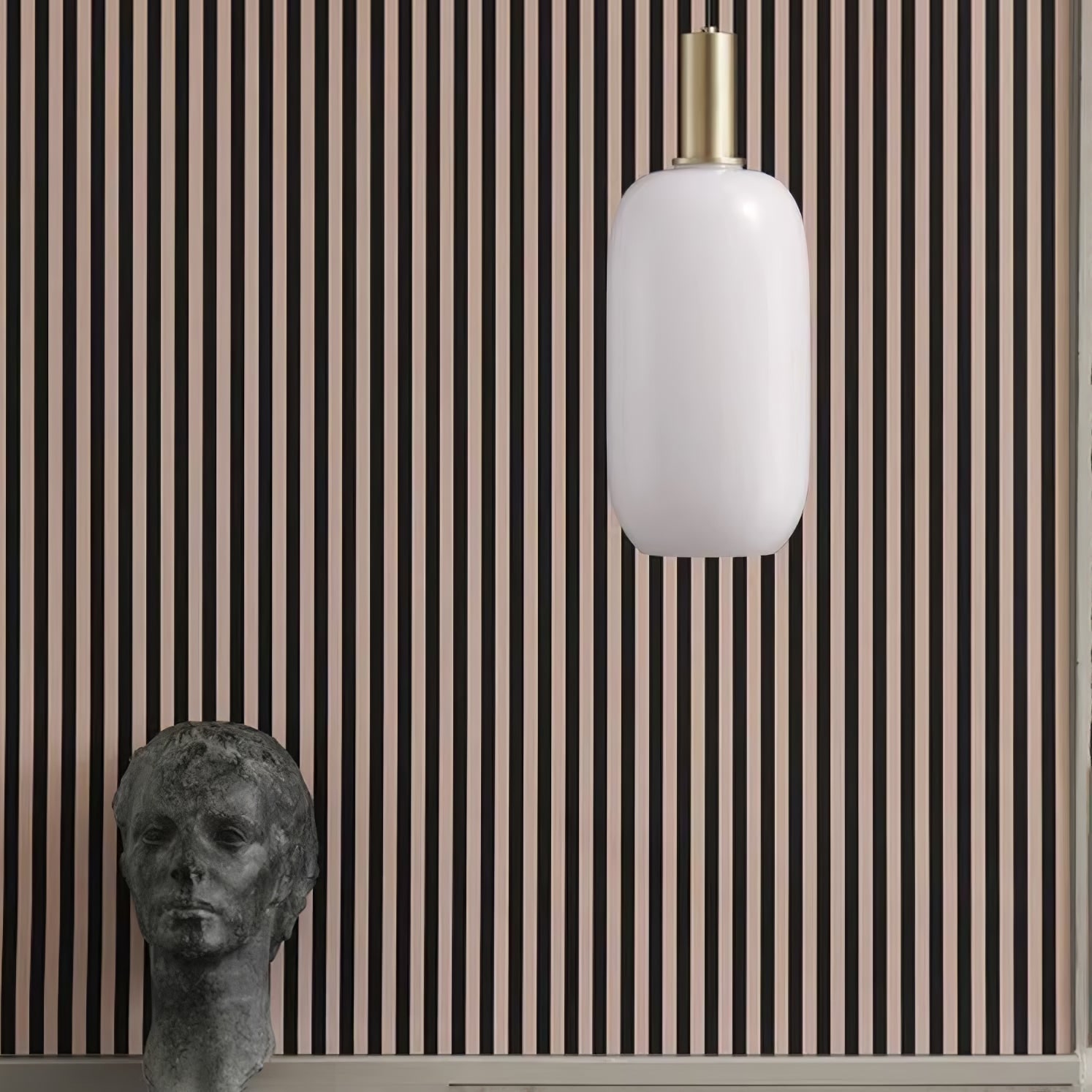 Milky Glass Pendant Light with Brass Hardware – Globe, Capsule or Oval