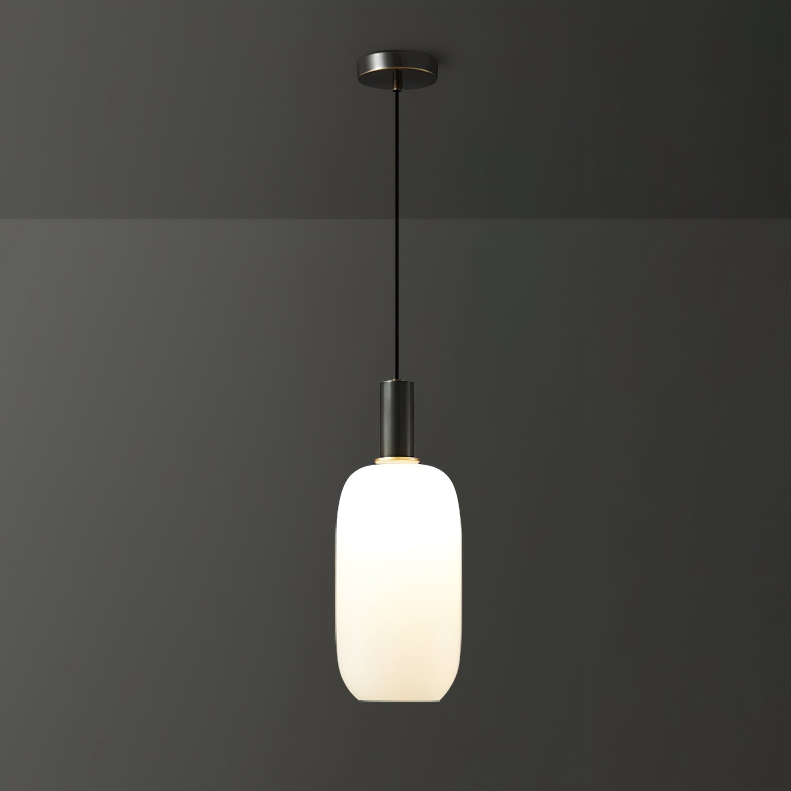 Milky Glass Pendant Light with Brass Hardware – Globe, Capsule or Oval