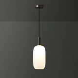 Milky Glass Pendant Light with Brass Hardware – Globe, Capsule or Oval