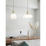 Milky Glass Pendant Light with Brass Hardware – Globe, Capsule or Oval