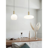 Milky Glass Pendant Light with Brass Hardware – Globe, Capsule or Oval