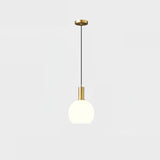 Milky Glass Pendant Light with Brass Hardware – Globe, Capsule or Oval