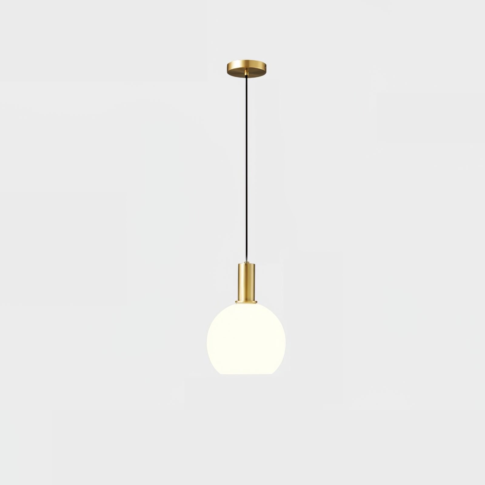 Milky Glass Pendant Light with Brass Hardware – Globe, Capsule or Oval