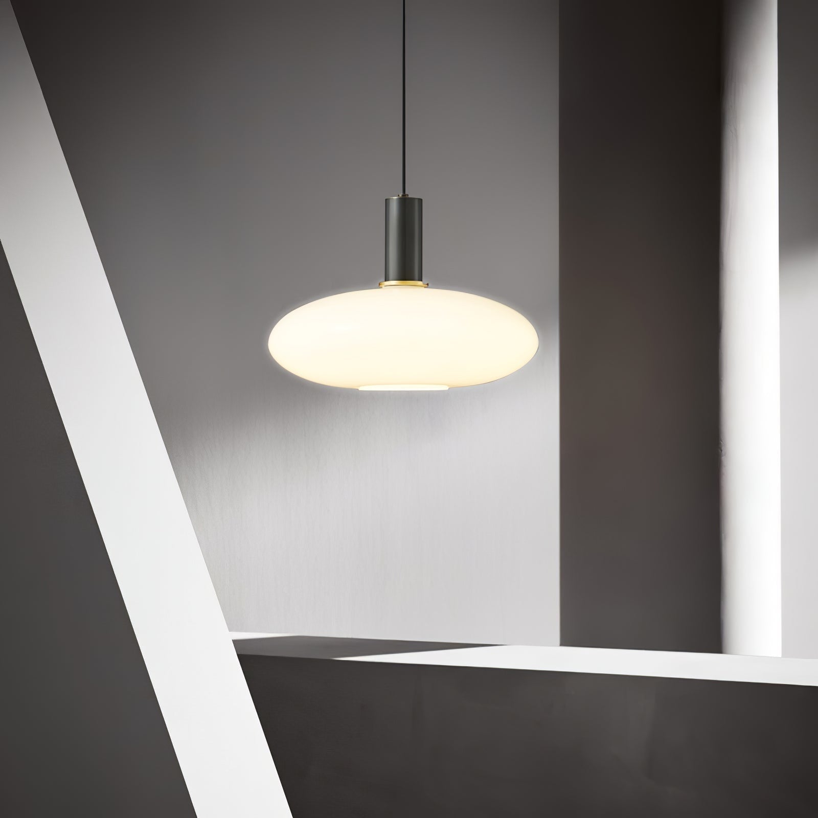 Milky Glass Pendant Light with Brass Hardware – Globe, Capsule or Oval