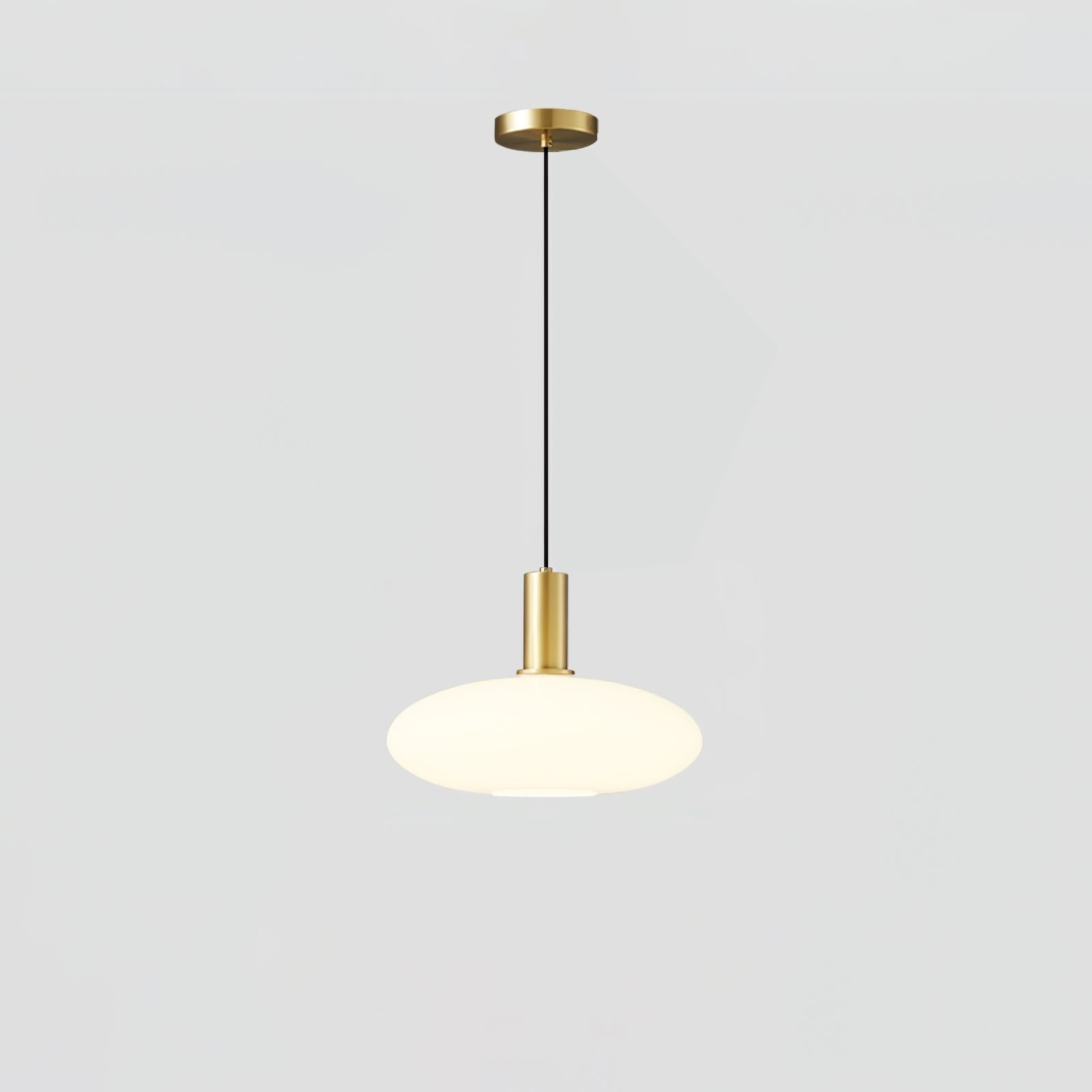 Milky Glass Pendant Light with Brass Hardware – Globe, Capsule or Oval