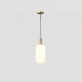 Milky Glass Pendant Light with Brass Hardware – Globe, Capsule or Oval