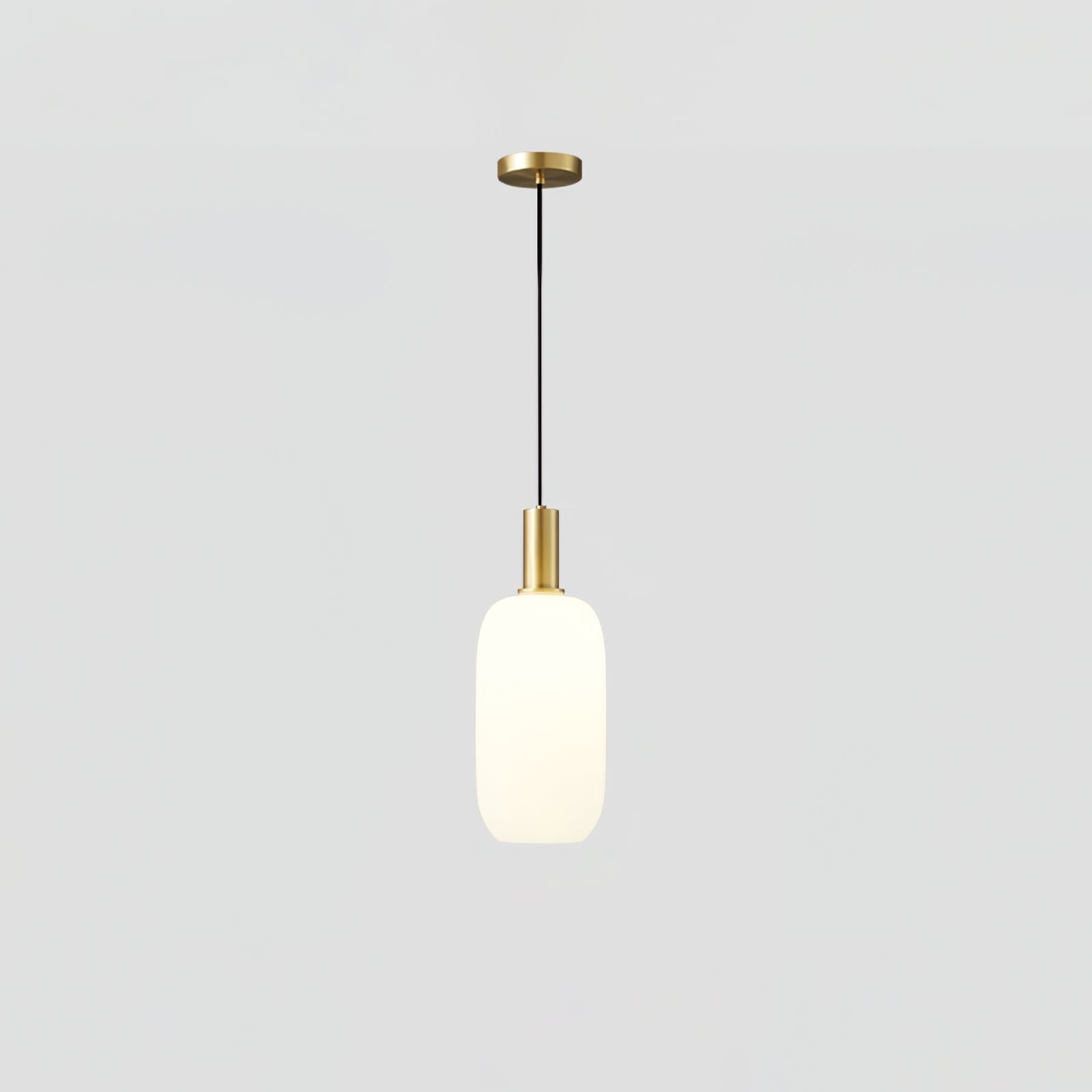 Milky Glass Pendant Light with Brass Hardware – Globe, Capsule or Oval