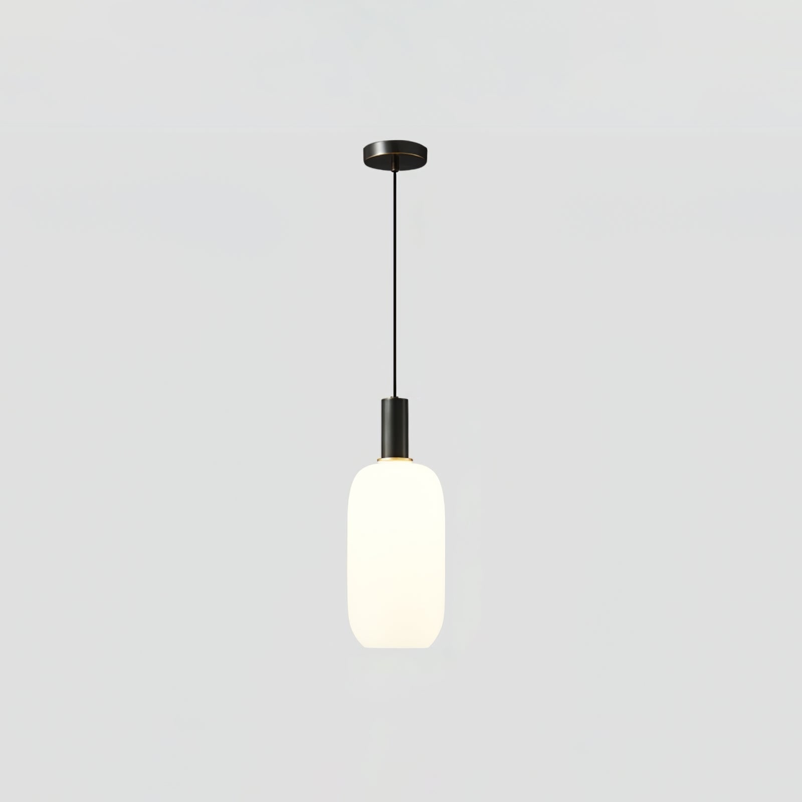 Milky Glass Pendant Light with Brass Hardware – Globe, Capsule or Oval