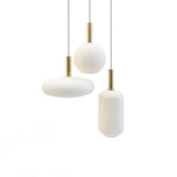 Milky Glass Pendant Light with Brass Hardware – Globe, Capsule or Oval