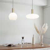 Milky Glass Pendant Light with Brass Hardware – Globe, Capsule or Oval