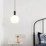 Milky Glass Pendant Light with Brass Hardware – Globe, Capsule or Oval