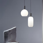 Milky Glass Pendant Light with Brass Hardware – Globe, Capsule or Oval