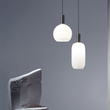 Milky Glass Pendant Light with Brass Hardware – Globe, Capsule or Oval