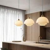 Tiered Glass Pendant Light with Brushed Brass – Modern Ceiling Light