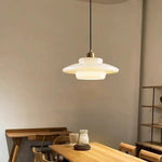 Tiered Glass Pendant Light with Brushed Brass – Modern Ceiling Light