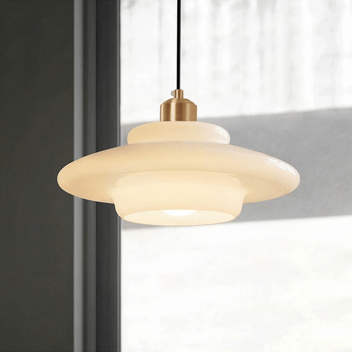 Tiered Glass Pendant Light with Brushed Brass – Modern Ceiling Light