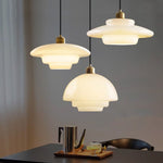 Tiered Glass Pendant Light with Brushed Brass – Modern Ceiling Light