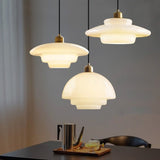 Tiered Glass Pendant Light with Brushed Brass – Modern Ceiling Light