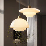 Tiered Glass Pendant Light with Brushed Brass – Modern Ceiling Light