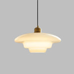 Tiered Glass Pendant Light with Brushed Brass – Modern Ceiling Light
