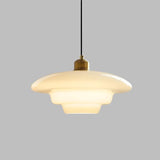 Tiered Glass Pendant Light with Brushed Brass – Modern Ceiling Light
