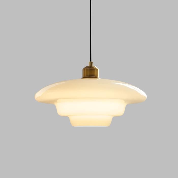 Tiered Glass Pendant Light with Brushed Brass – Modern Ceiling Light