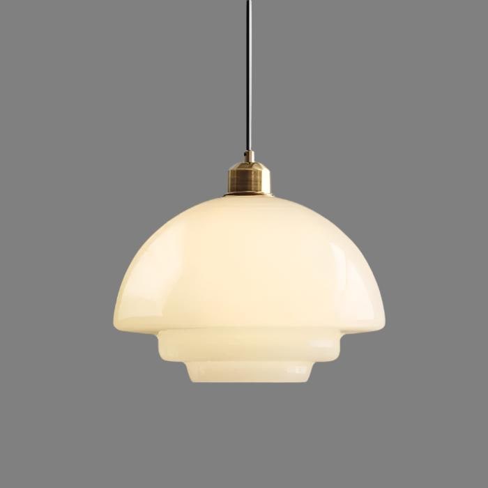 Tiered Glass Pendant Light with Brushed Brass – Modern Ceiling Light