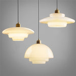 Tiered Glass Pendant Light with Brushed Brass – Modern Ceiling Light