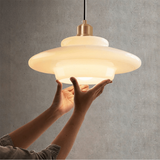 Tiered Glass Pendant Light with Brushed Brass – Modern Ceiling Light