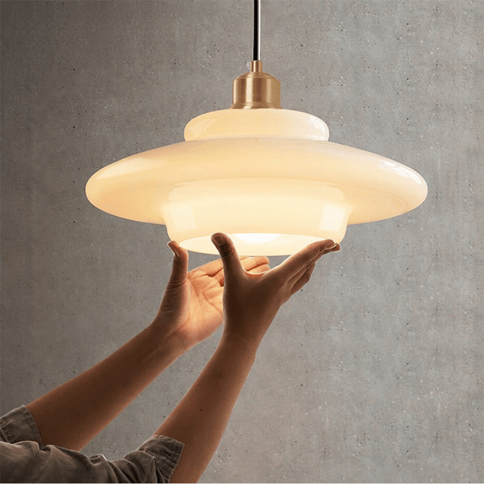 Tiered Glass Pendant Light with Brushed Brass – Modern Ceiling Light