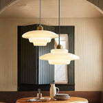 Tiered Glass Pendant Light with Brushed Brass – Modern Ceiling Light