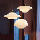 Tiered Glass Pendant Light with Brushed Brass – Modern Ceiling Light