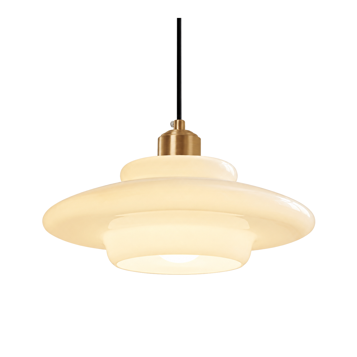 Tiered Glass Pendant Light with Brushed Brass – Modern Ceiling Light