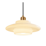 Tiered Glass Pendant Light with Brushed Brass – Modern Ceiling Light