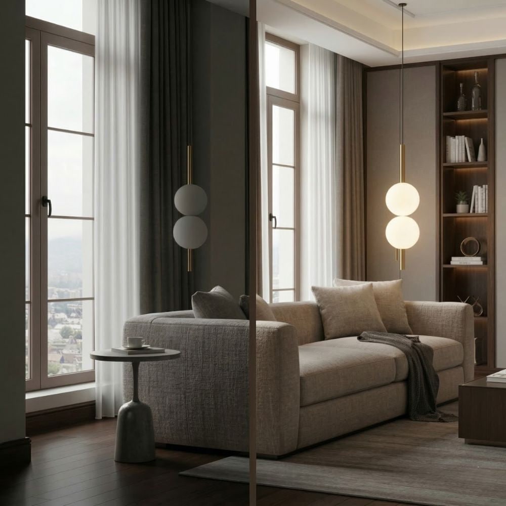 Frosted Glass Globe Pendant Light – Minimalist LED Ceiling Light