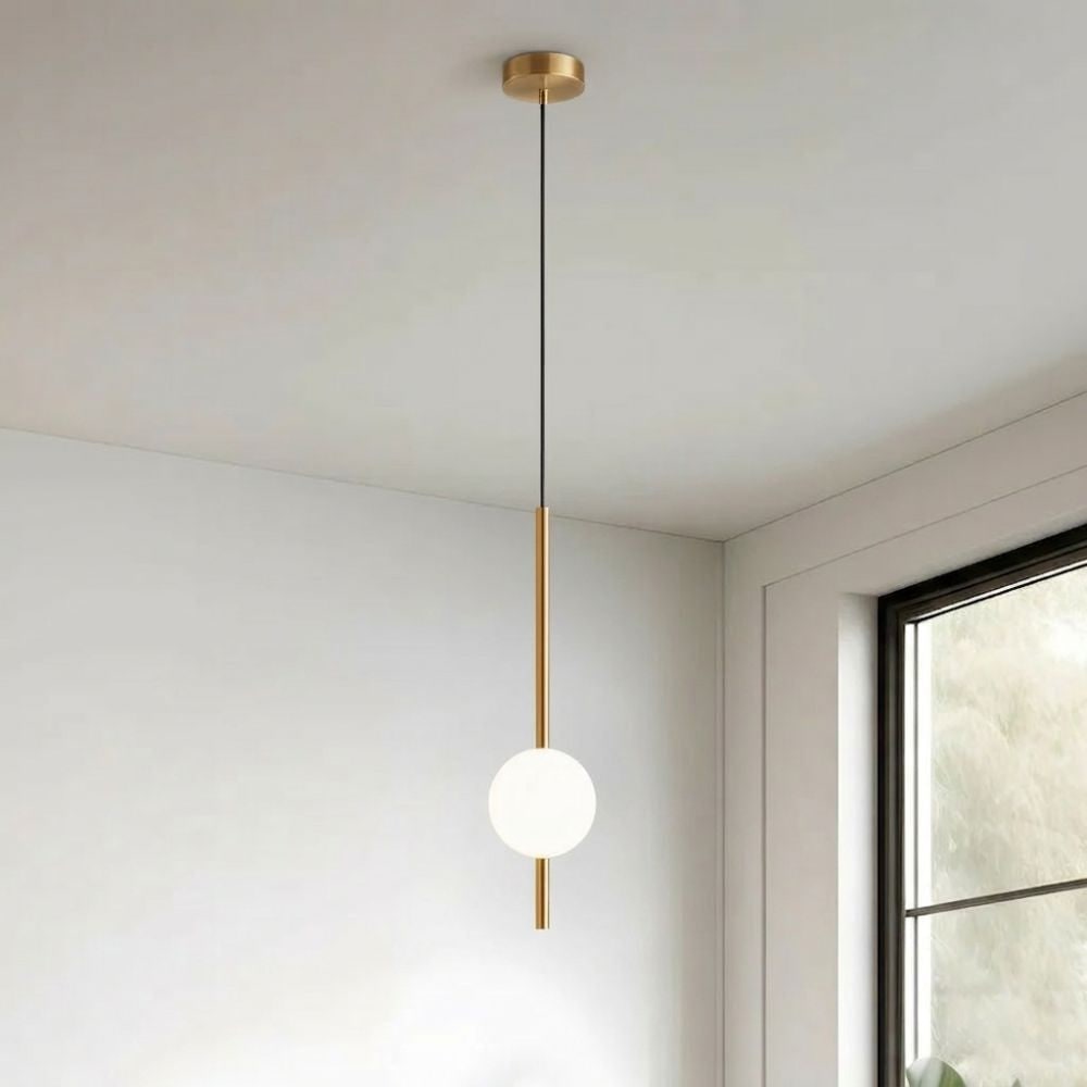 Frosted Glass Globe Pendant Light – Minimalist LED Ceiling Light