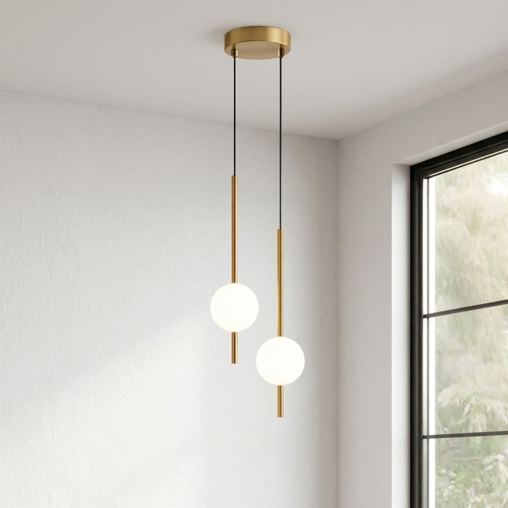 Frosted Glass Globe Pendant Light – Minimalist LED Ceiling Light