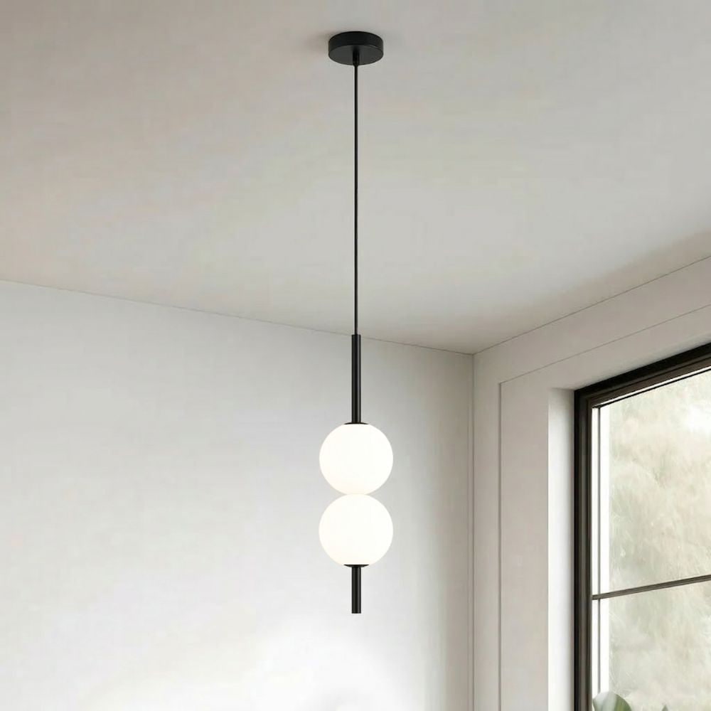 Frosted Glass Globe Pendant Light – Minimalist LED Ceiling Light
