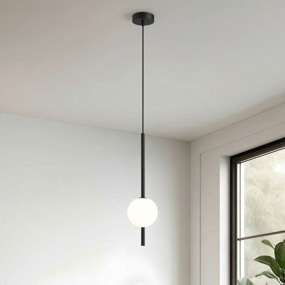 Frosted Glass Globe Pendant Light – Minimalist LED Ceiling Light