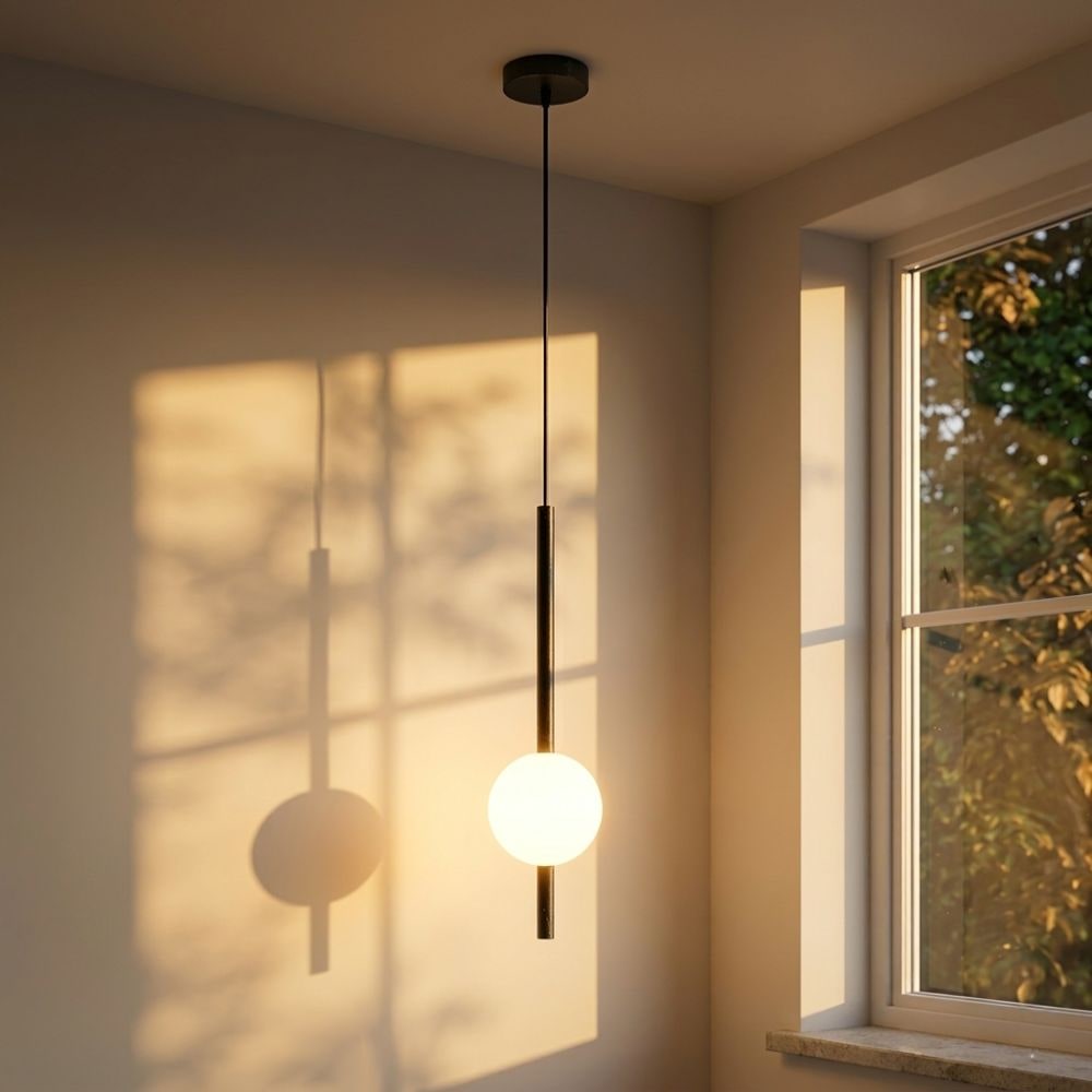 Frosted Glass Globe Pendant Light – Minimalist LED Ceiling Light