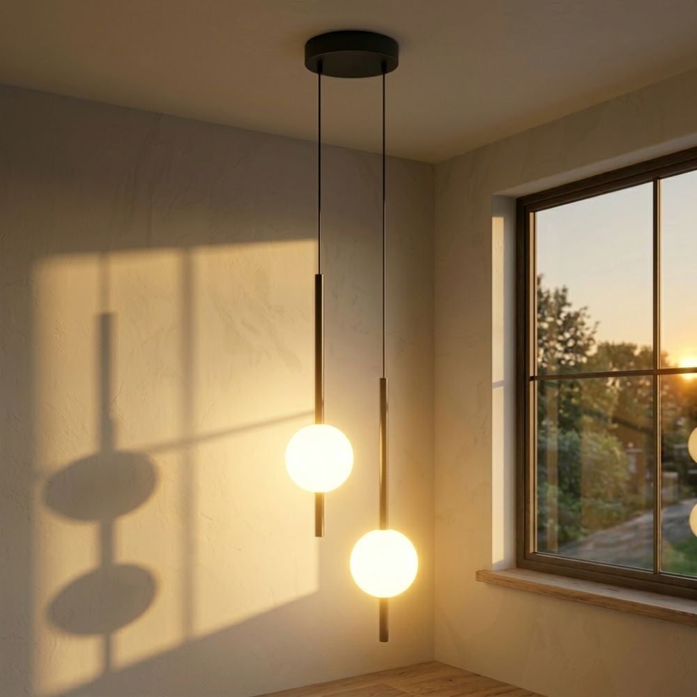 Frosted Glass Globe Pendant Light – Minimalist LED Ceiling Light